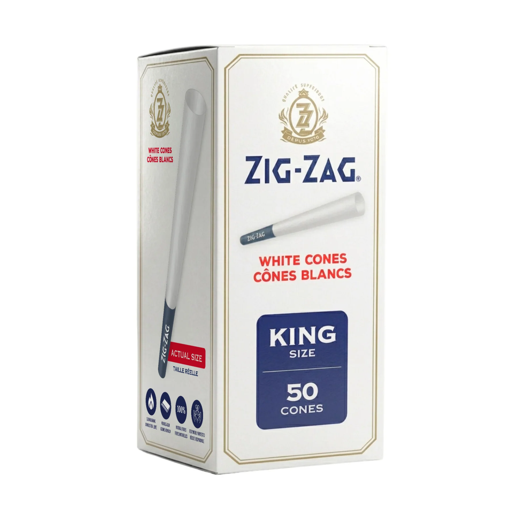 Rolling Cones Zig Zag Mini Bulk White King Cones Pack of 50