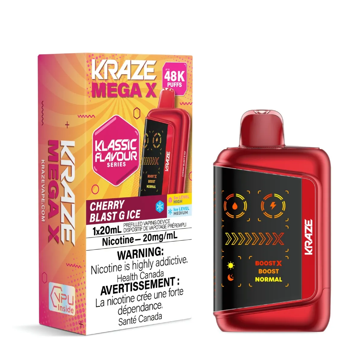 *MB* Disposable Vape Kraze Mega X Cherry Blast G Ice Box of 4