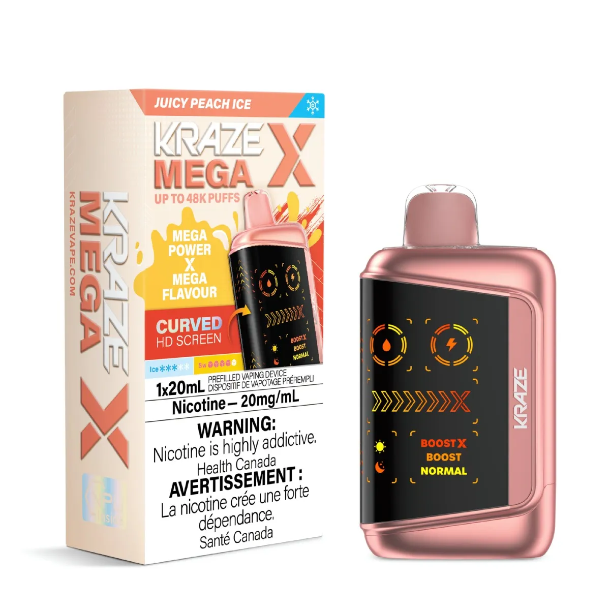 *MB* Disposable Vape Kraze Mega X Juicy Peach Ice Box of 4