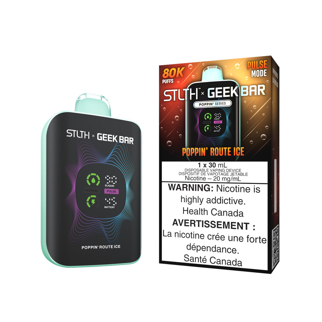 *MB* Disposable Vape STLTH X Geek Bar 80K Poppin Route Ice Box of 4