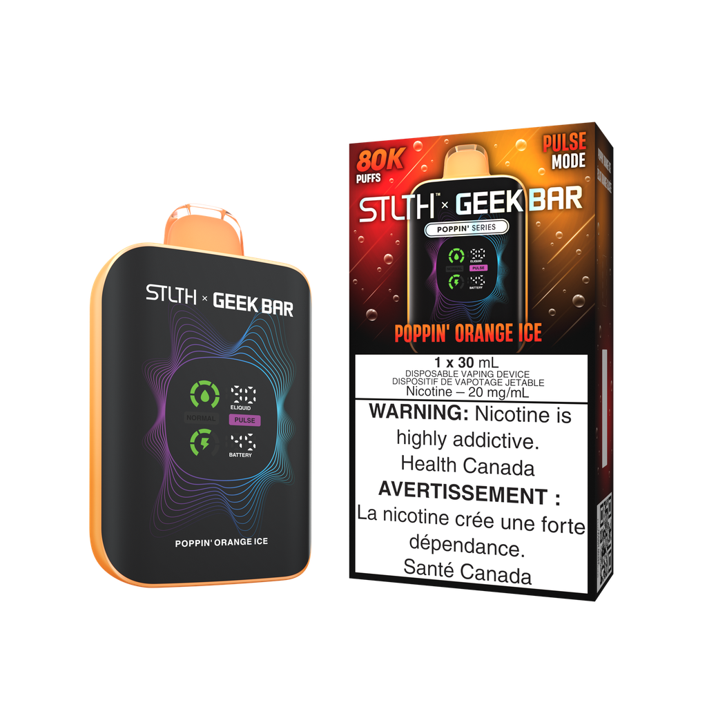*MB* Disposable Vape STLTH X Geek Bar 80K Poppin Orange Ice Box of 4