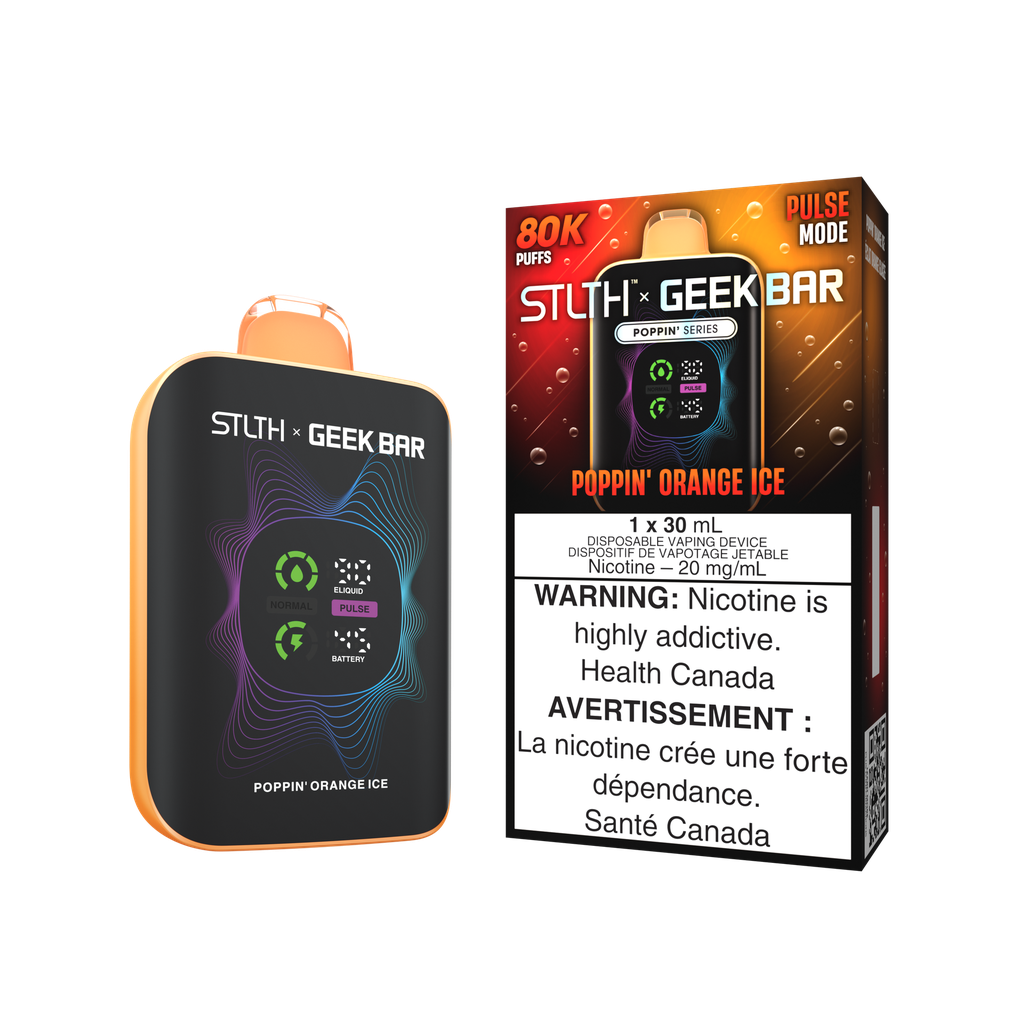*MB* Disposable Vape STLTH X Geek Bar 80K Poppin Orange Ice Box of 4