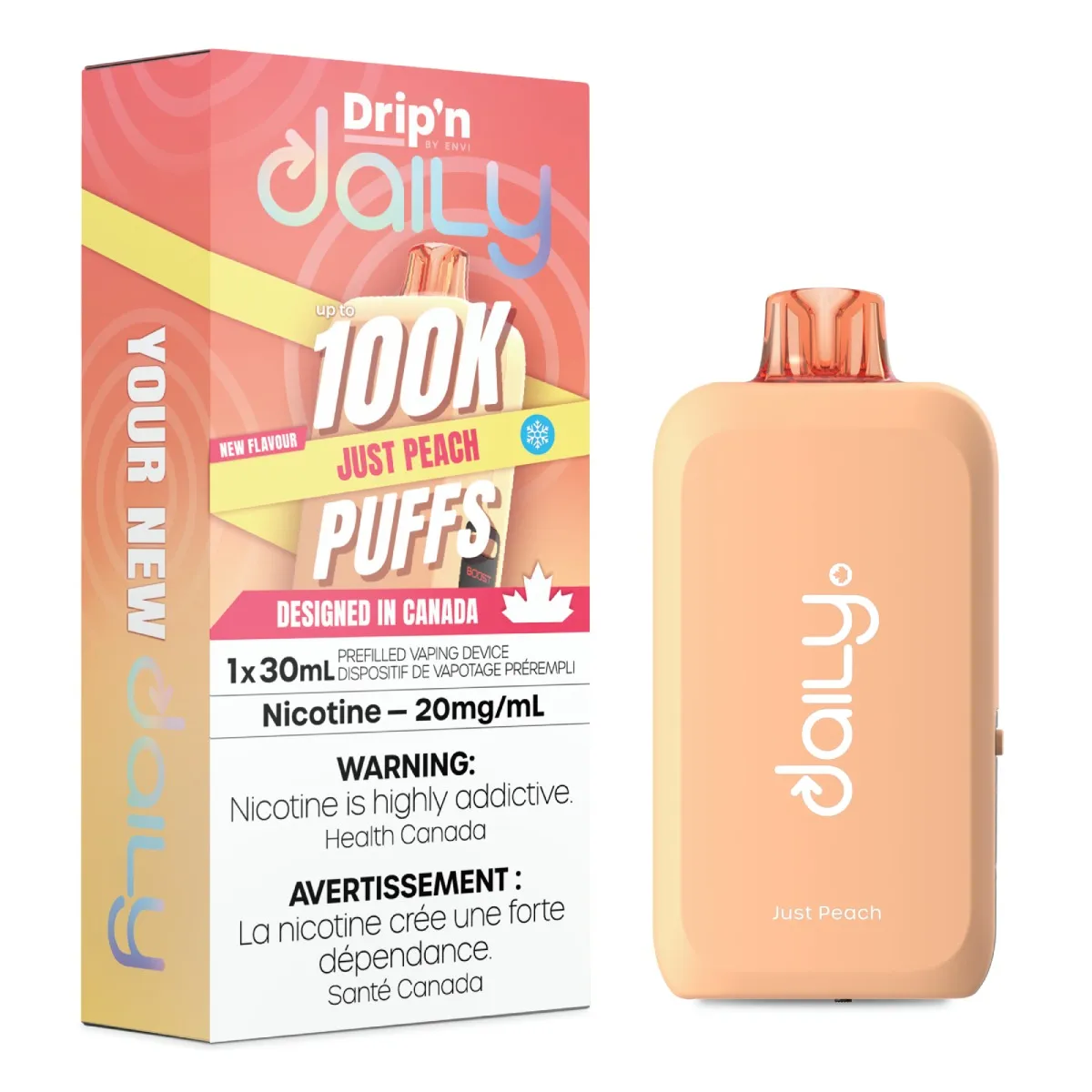 *MB* Disposable Vape Drip'n Daily 100K Just Peach Box of 4