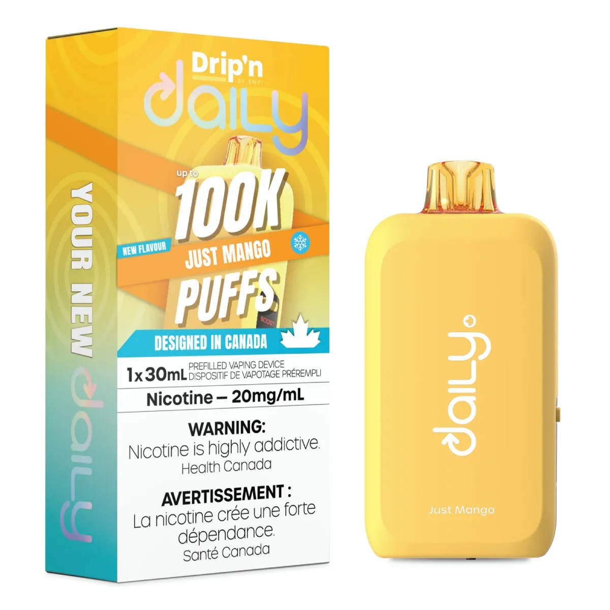 *MB* Disposable Vape Drip'n Daily 100K Just Mango Box of 4
