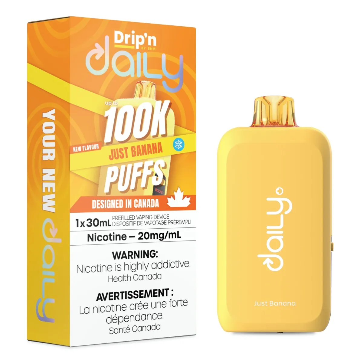 *MB* Disposable Vape Drip'n Daily 100K Just Banana Box of 4
