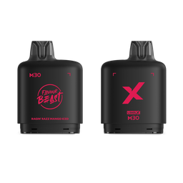 *MB* Nicotine Pod Flavour Beast Level X M Series 30ml 120K Ragin' Razz Mango Iced Box of 4