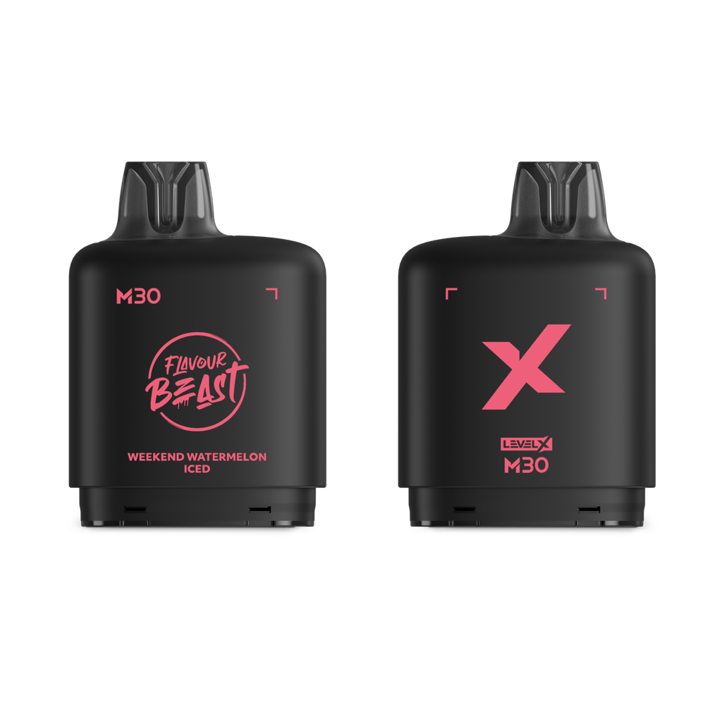 *MB* Nicotine Pod Flavour Beast Level X M Series 30ml 120K Weekend Watermelon Iced Box of 4