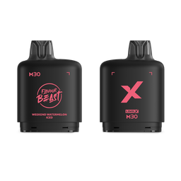 *MB* Nicotine Pod Flavour Beast Level X M Series 30ml 120K Weekend Watermelon Iced Box of 4