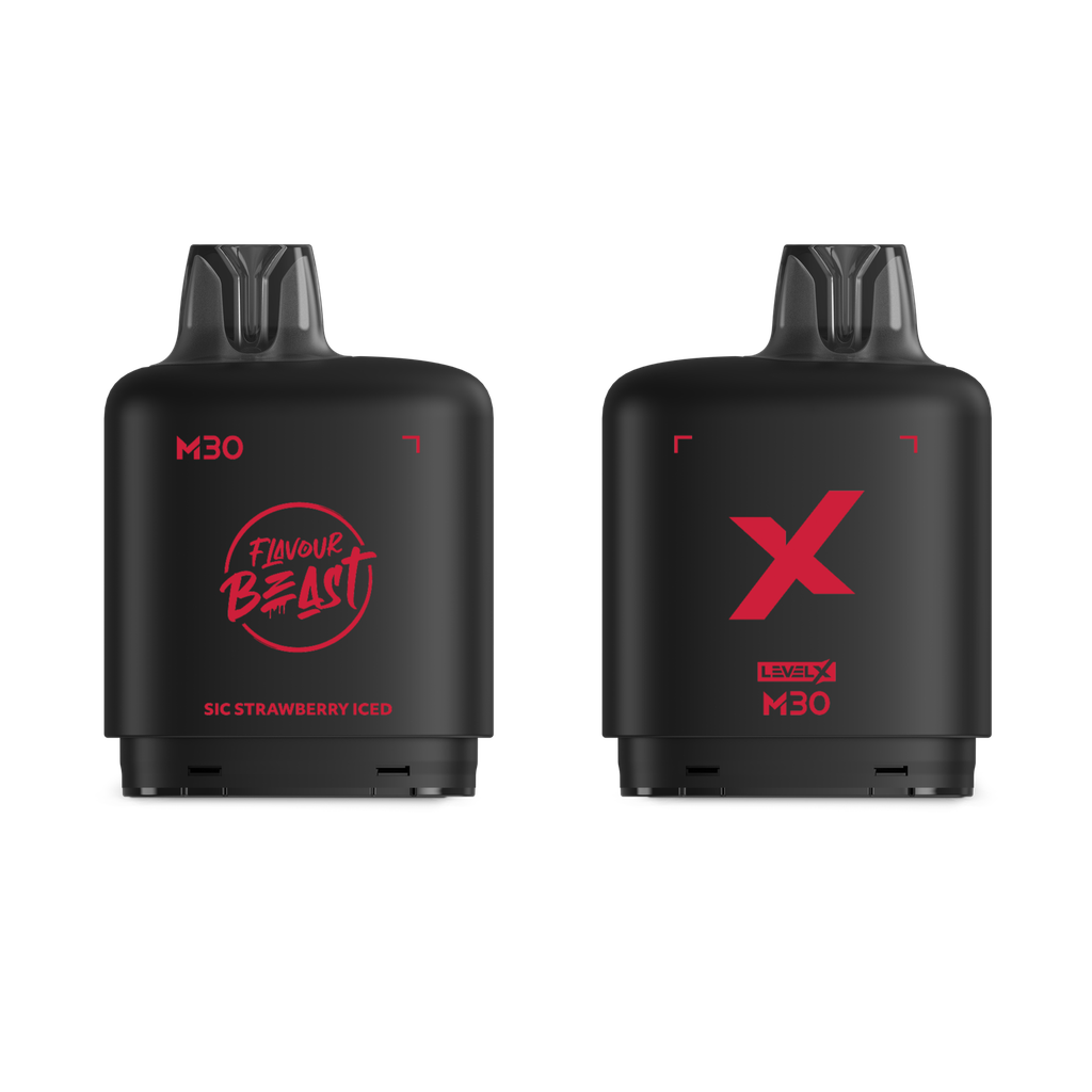 *MB* Nicotine Pod Flavour Beast Level X M Series 30ml 120K Sic Strawberry Iced Box of 4