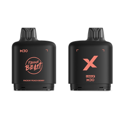 *MB* Nicotine Pod Flavour Beast Level X M Series 30ml 120K Packin' Peach Berry Box of 4