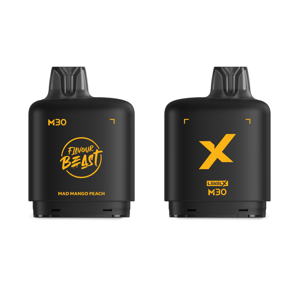 *MB* Nicotine Pod Flavour Beast Level X M Series 30ml 120K Mad Mango Peach Box of 4