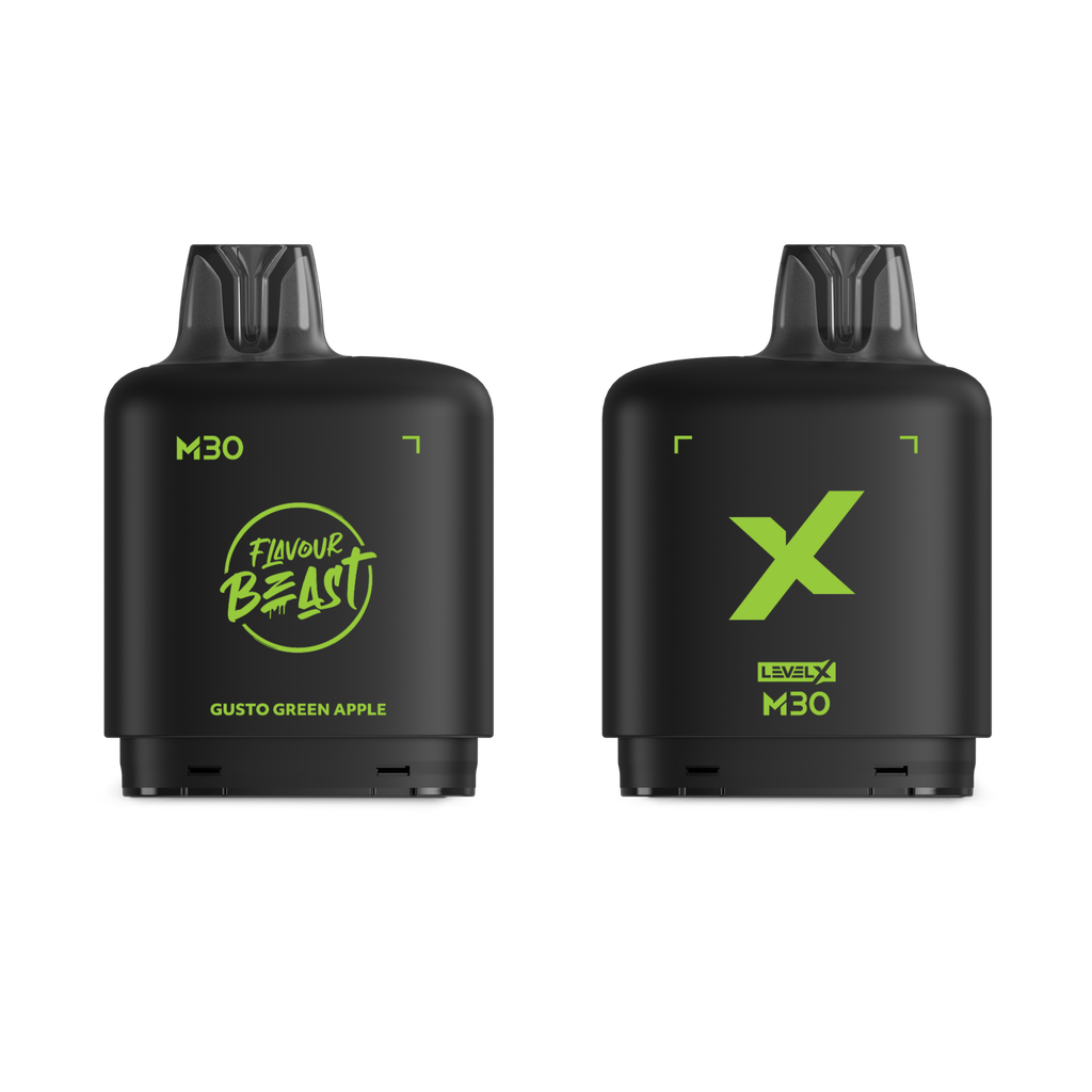 *MB* Nicotine Pod Flavour Beast Level X M Series 30ml 120K Gusto Green Apple Box of 4