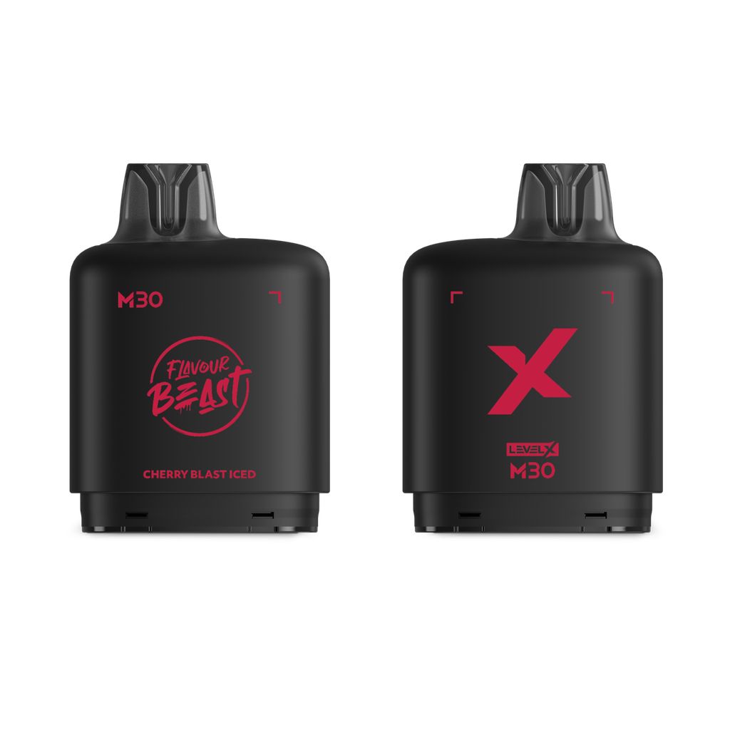 *MB* Nicotine Pod Flavour Beast Level X M Series 30ml 120K  Cherry Blast Iced Box of 4