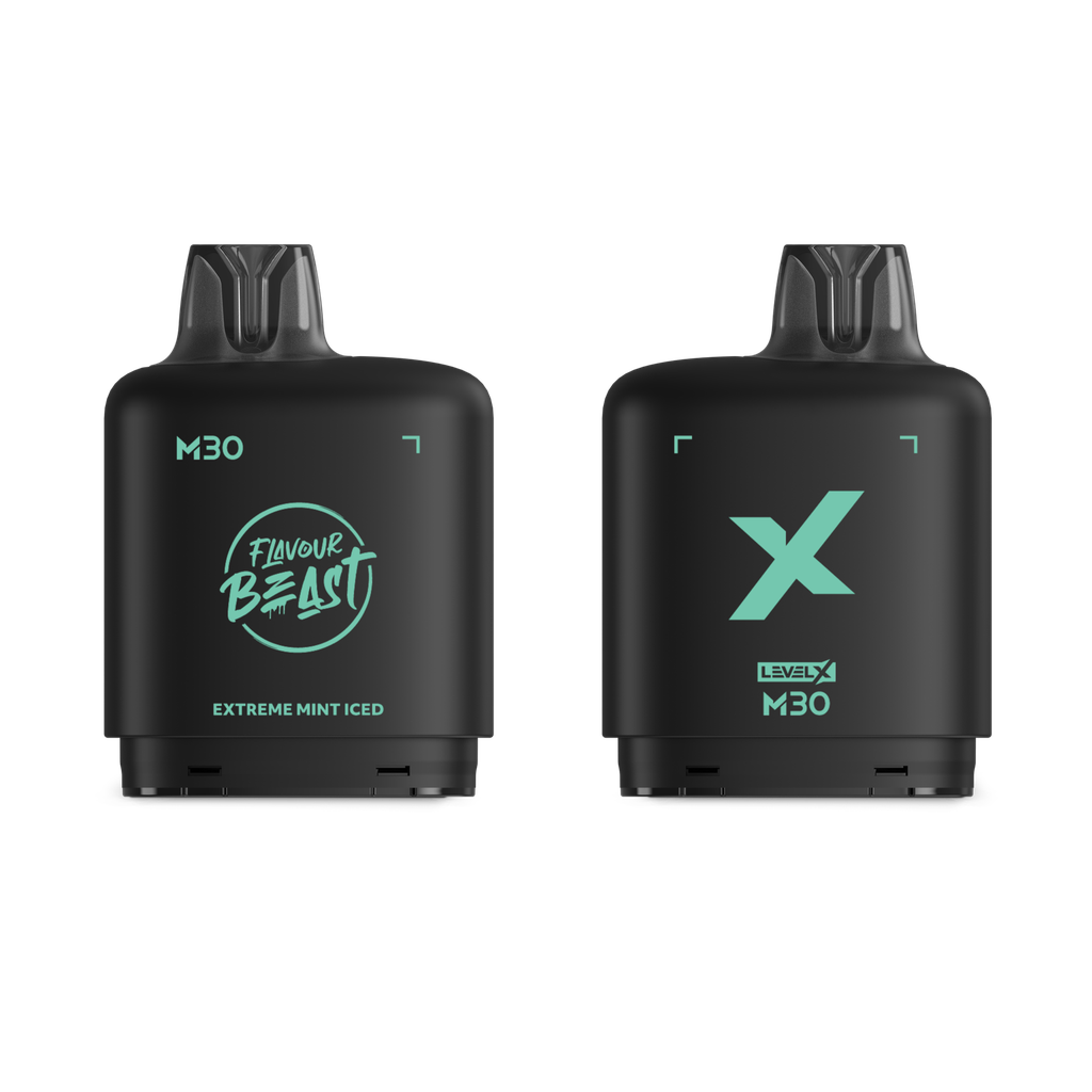 *MB* Nicotine Pod Flavour Beast Level X M Series  30ml 120K Extreme Mint Iced Box of 4
