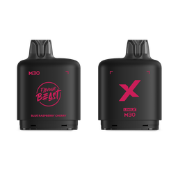*MB* Nicotine Pod Flavour Beast Level X M Series 30ml 120K Blue Raspberry Cherry Box of 4
