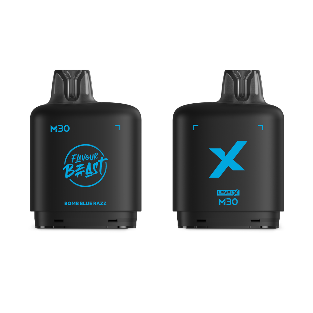*MB* Nicotine Pod Flavour Beast Level X M Series 30ml 120K Bomb Blue Razz Box of 4