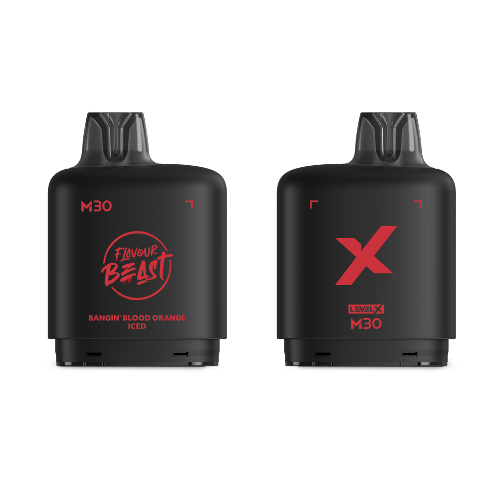 *MB* Nicotine Pod Flavour Beast Level X M Series 30ml 120K Bangin' Blood Orange Iced Box of 4