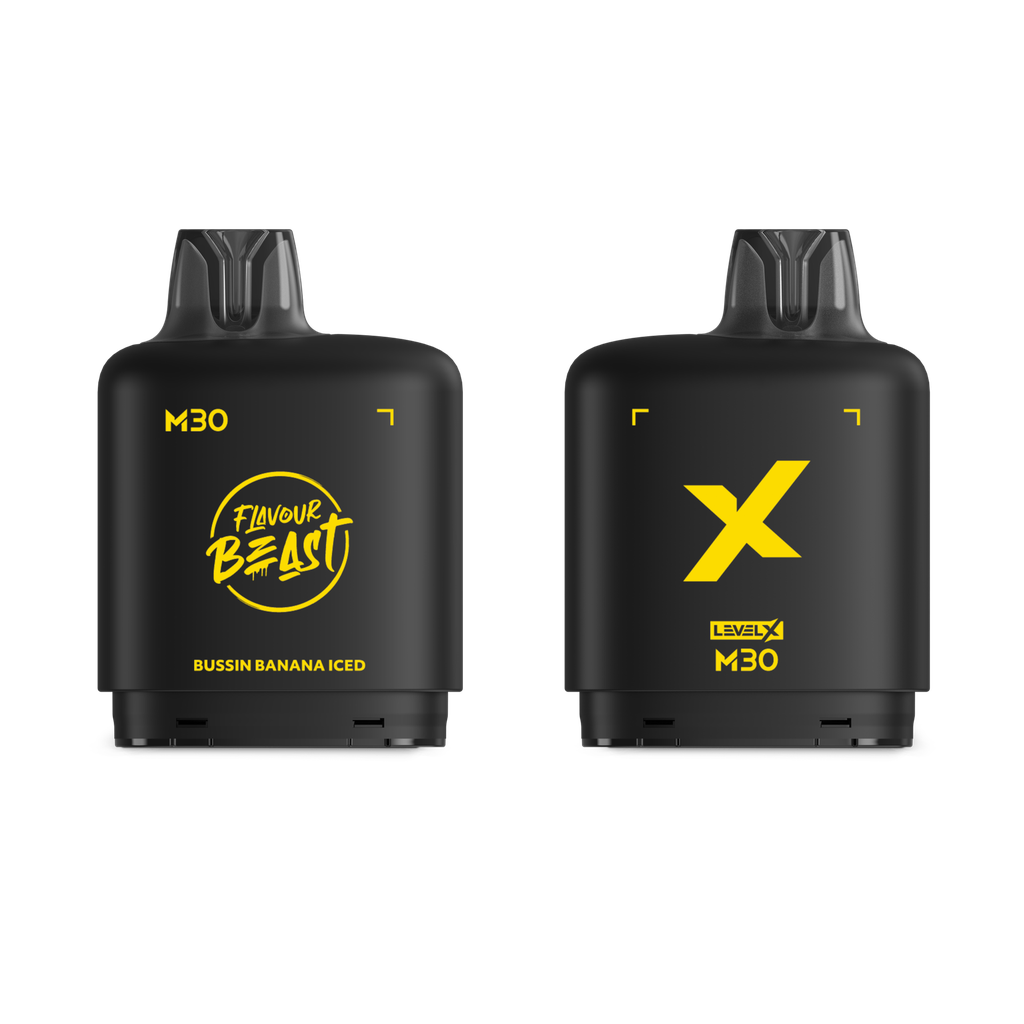 *MB* Nicotine Pod Flavour Beast Level X M Series 30ml 120K Bussin Banana Iced Box of 4