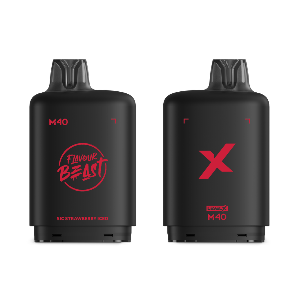 *MB* Nicotine Pod Flavour Beast Level X M Series 40ml 160K Sic Strawberry Iced Box of 4