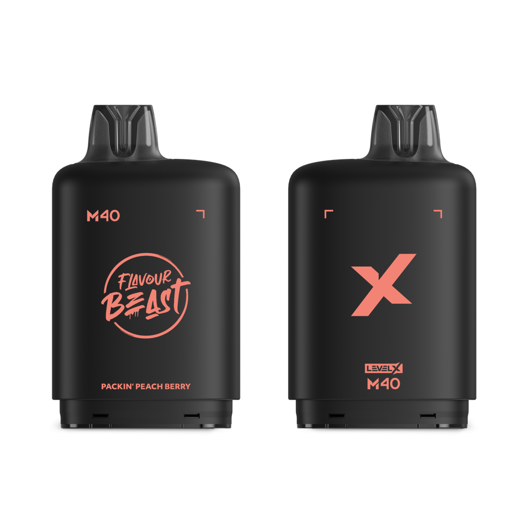 *MB* Nicotine Pod Flavour Beast Level X M Series 40ml 160K Packin' Peach Berry Box of 4
