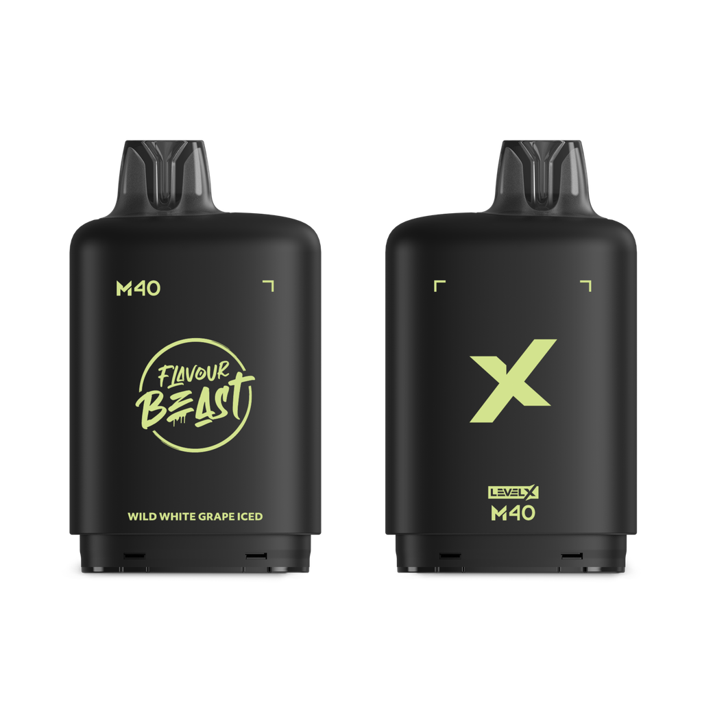 *MB* Nicotine Pod Flavour Beast Level X M Series 40ml 160K Wild White Grape Iced Box of 4