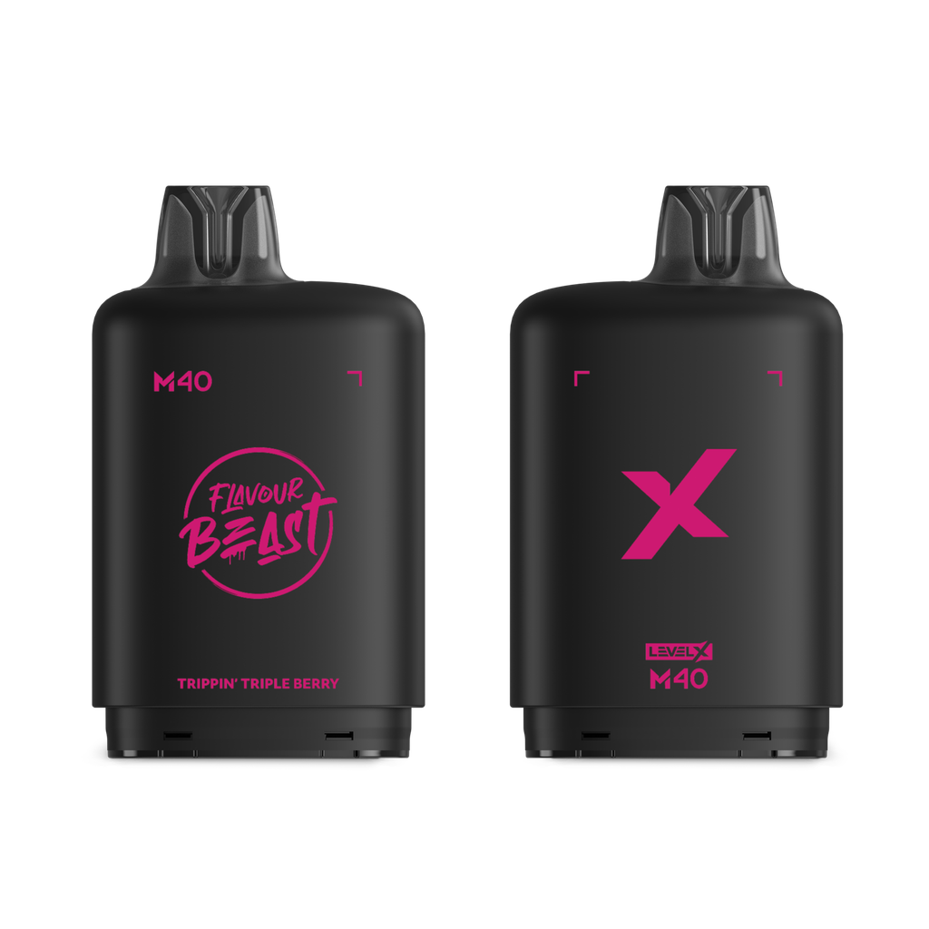*MB* Nicotine Pod Flavour Beast Level X M Series 40ml 160K Trippin' Triple Berry Box of 4