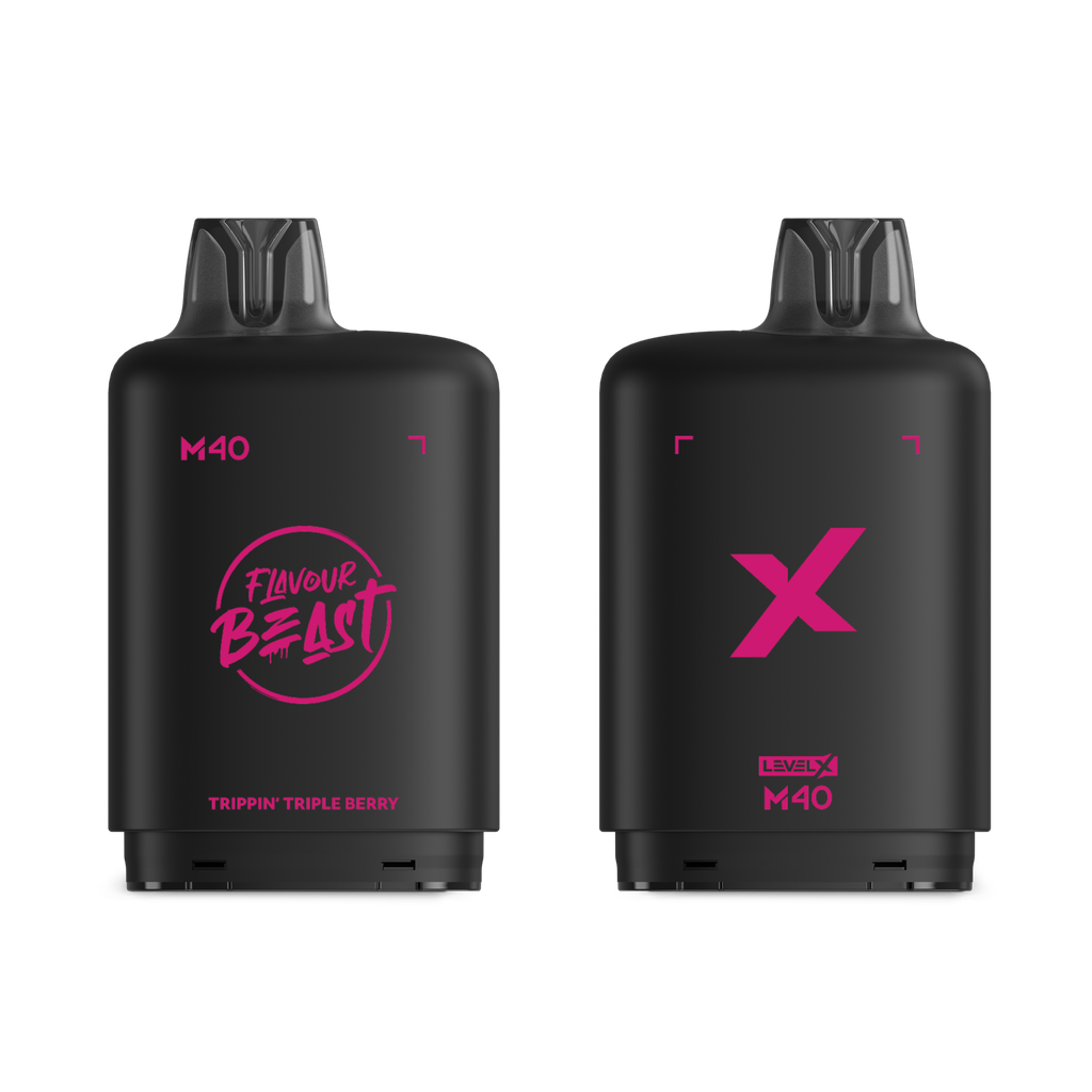*MB* Nicotine Pod Flavour Beast Level X M Series 40ml 160K Trippin' Triple Berry Box of 4