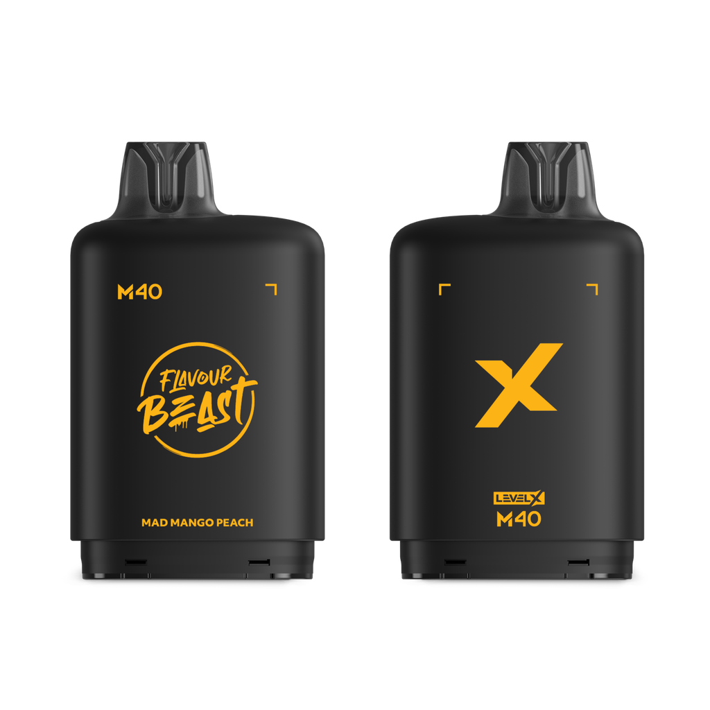 *MB* Nicotine Pod Flavour Beast Level X M Series 40ml 160K Mad Mango Peach Box of 4