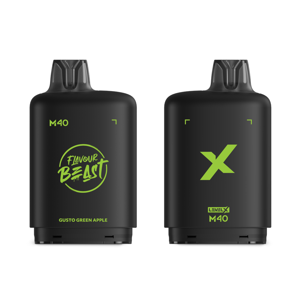 *MB* Nicotine Pod Flavour Beast Level X M Series 40ml 160K Gusto Green Apple Box of 4