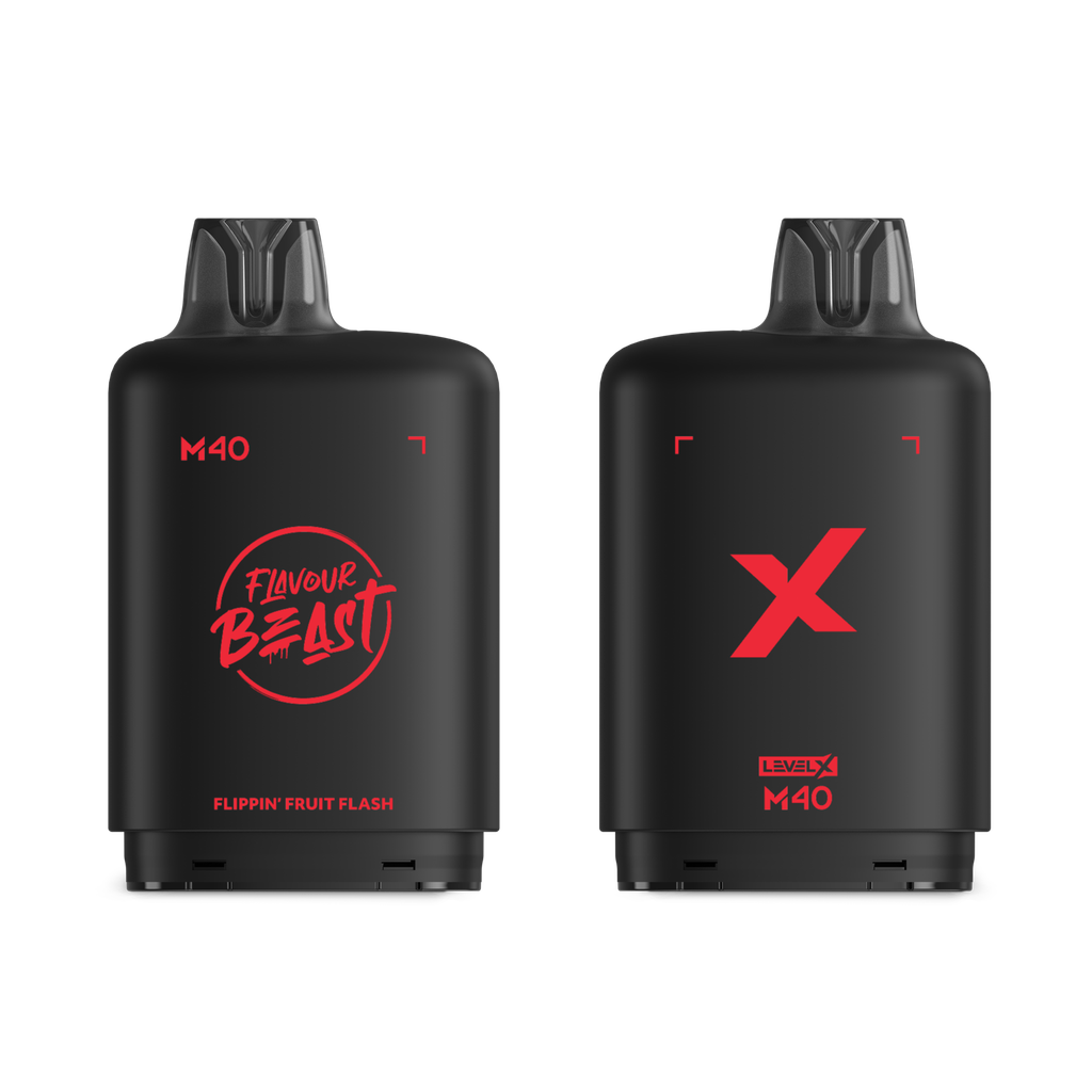 *MB* Nicotine Pod Flavour Beast Level X M Series 40ml 160K Flippin' Fruit Flash Box of 4
