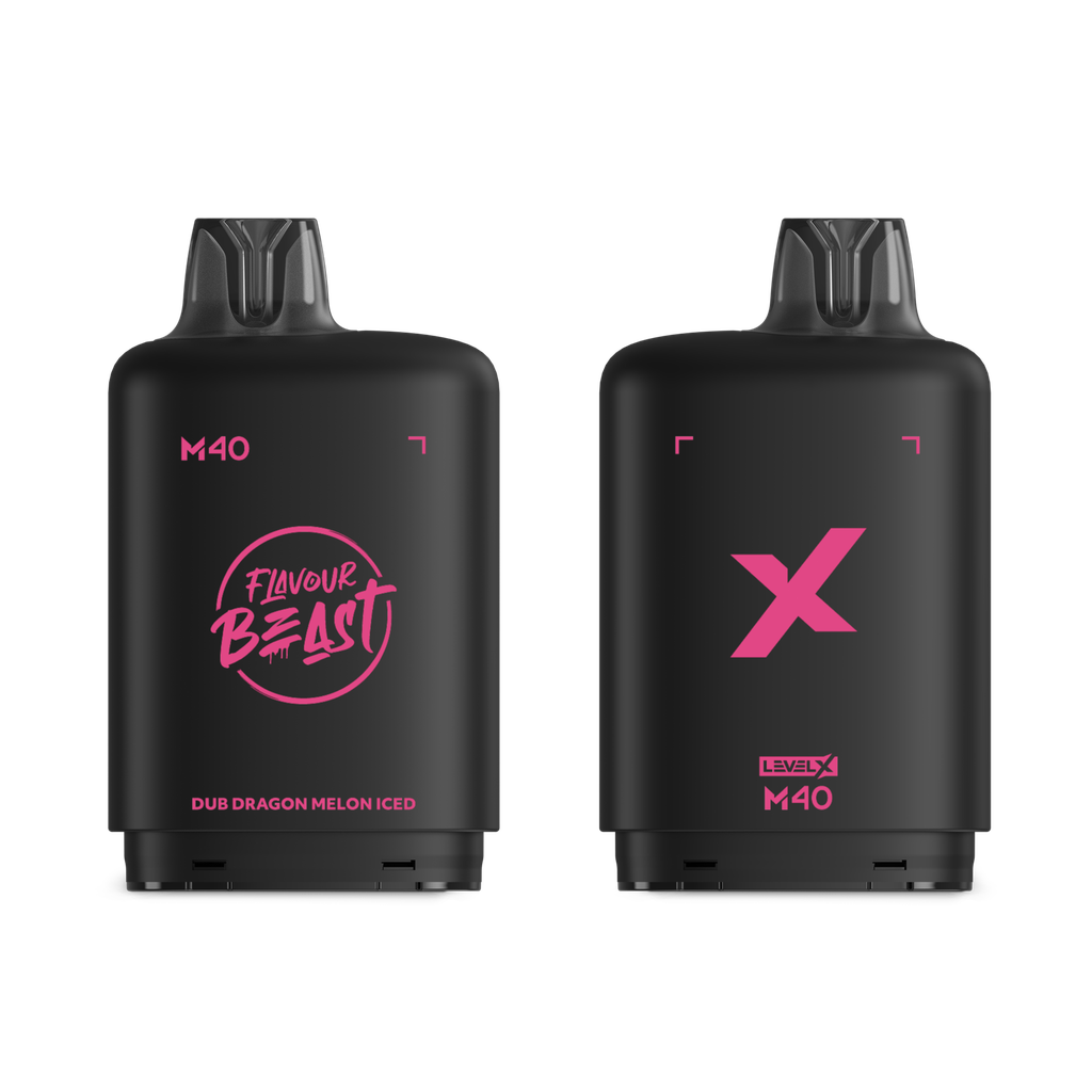 *MB* Nicotine Pod Flavour Beast Level X M Series 40ml 160K Dub Dragon Melon Iced Box of 4
