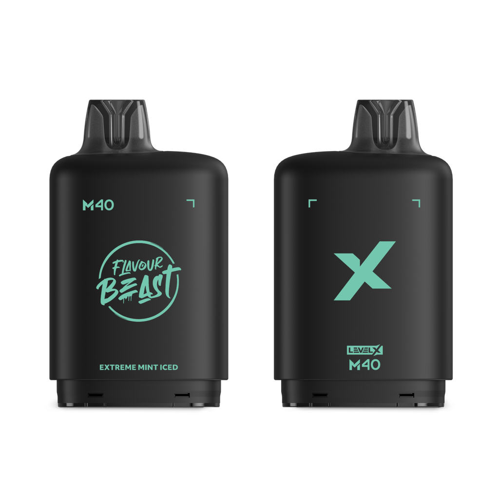 *MB* Nicotine Pod Flavour Beast Level X M Series 40ml 160K Extreme Mint Iced Box of 4