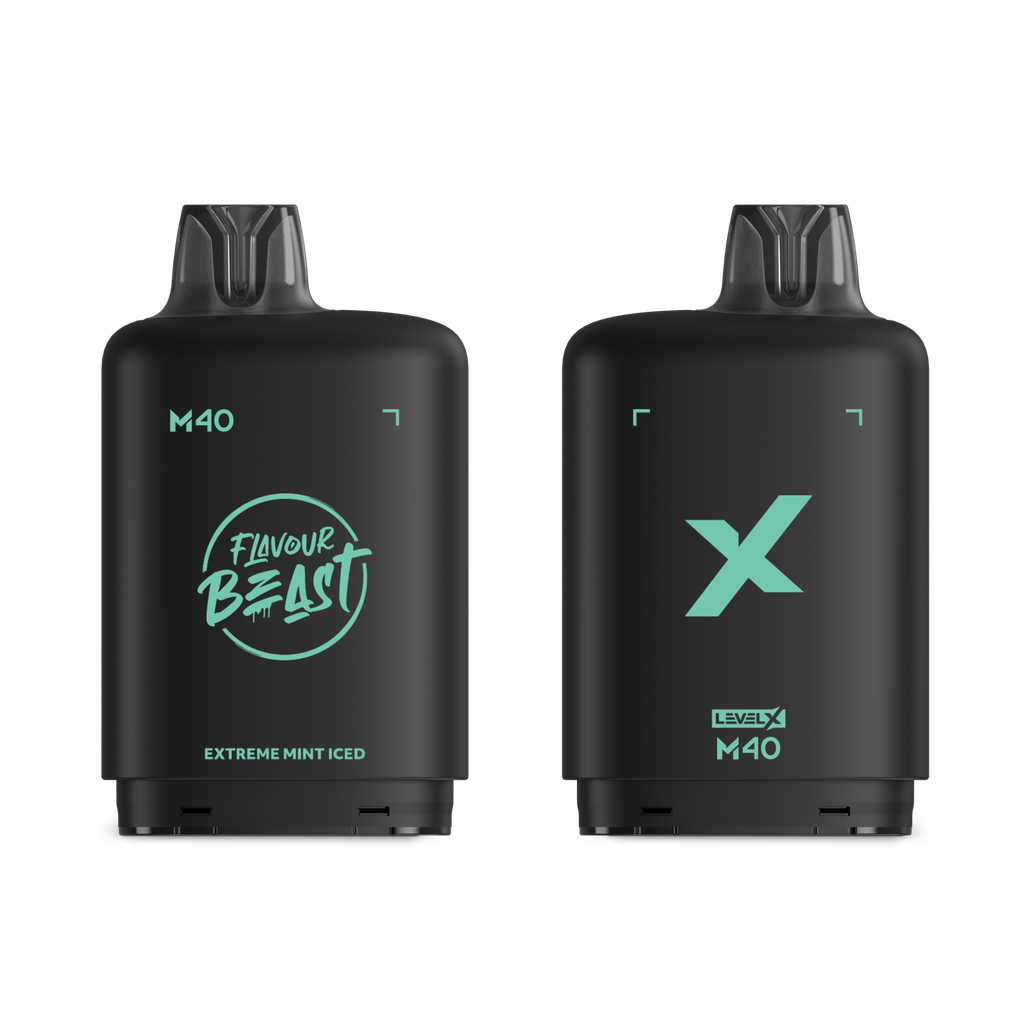 *MB* Nicotine Pod Flavour Beast Level X M Series 40ml 160K Extreme Mint Iced Box of 4