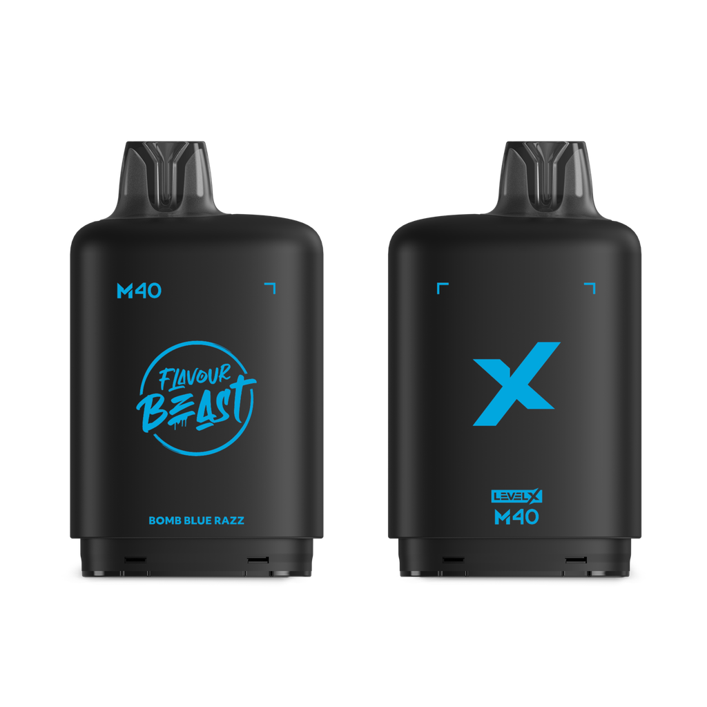 *MB* Nicotine Pod Flavour Beast Level X M Series 40ml 160K Bomb Blue Razz Box of 4
