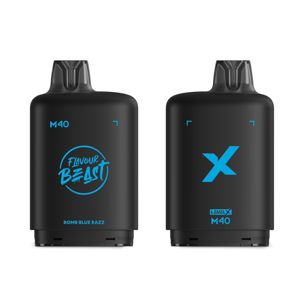 *MB* Nicotine Pod Flavour Beast Level X M Series 40ml 160K Bomb Blue Razz Box of 4