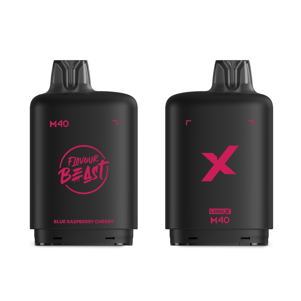 *MB* Nicotine Pod Flavour Beast Level X M Series 40ml 160K Blue Raspberry Cherry Box of 4