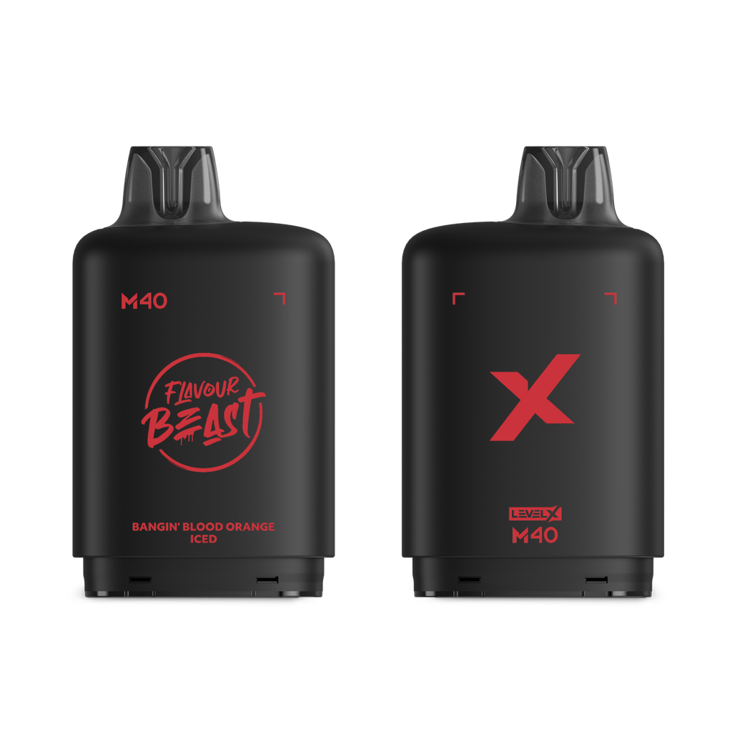 *MB* Nicotine Pod Flavour Beast Level X M Series 40ml 160K Bangin' Blood Orange Iced Box of 4