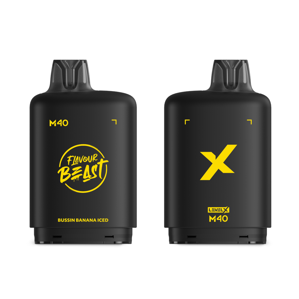 *MB* Nicotine Pod Flavour Beast Level X M Series 40ml 160K Bussin Banana Iced Box of 4