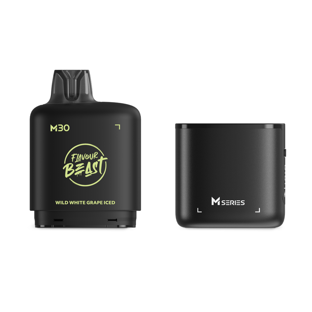 *MB* Nicotine Pod Flavour Beast Level X M Series Starter Kit (Pod + Battery) 30ml 120K Wild White Grape Iced Box of 4