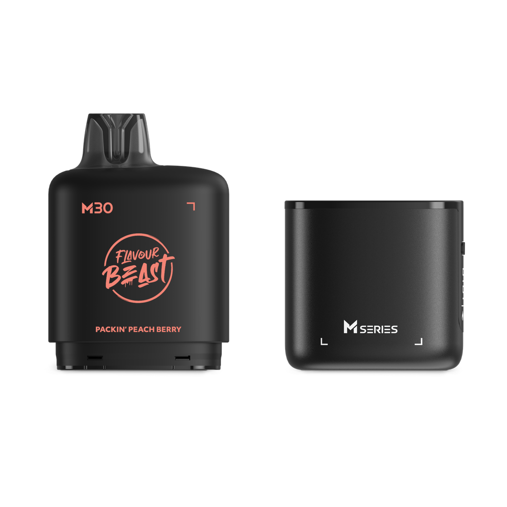 *MB* Nicotine Pod Flavour Beast Level X M Series Starter Kit (Pod + Battery) 30ml 120K Packin' Peach Berry Box of 4
