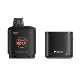 *MB* Nicotine Pod Flavour Beast Level X M Series Starter Kit (Pod + Battery) 30ml 120K Packin' Peach Berry Box of 4