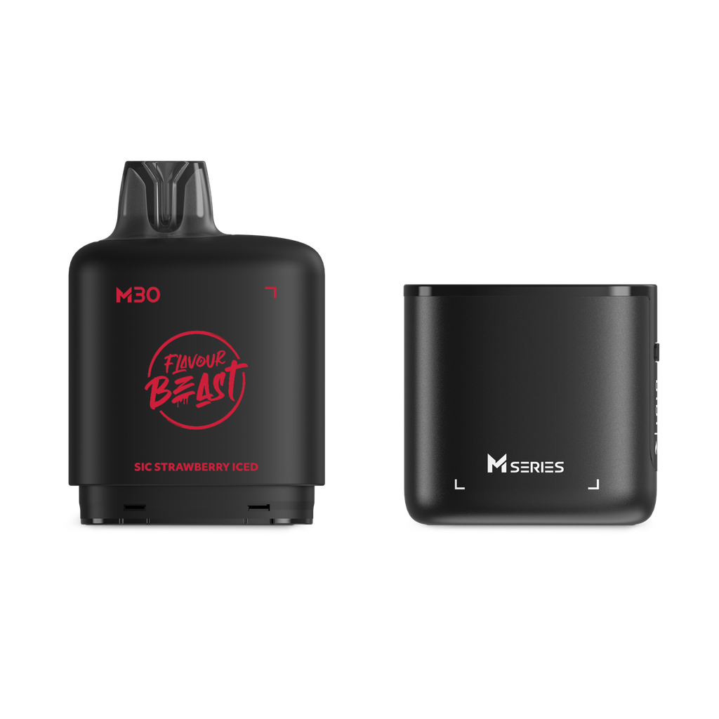 *MB* Nicotine Pod Flavour Beast Level X M Series Starter Kit (Pod + Battery) 30ml 120K Sic Strawberry Iced Box of 4