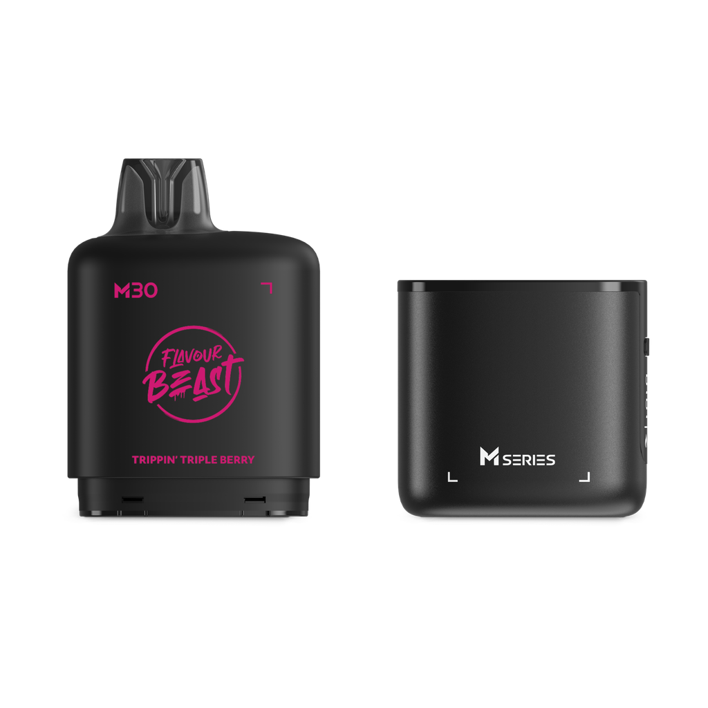 *MB* Nicotine Pod Flavour Beast Level X M Series Starter Kit (Pod + Battery) 30ml 120K Trippin' Triple Berry Box of 4