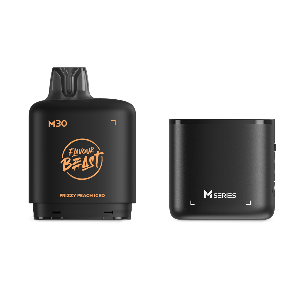 *MB* Nicotine Pod Flavour Beast Level X M Series Starter Kit (Pod + Battery) 30ml 120K Frizzy Peach Iced Box of 4