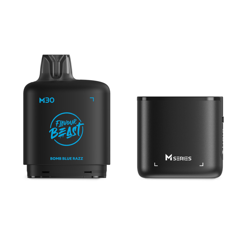 *MB* Nicotine Pod Flavour Beast Level X M Series Starter Kit (Pod + Battery) 30ml 120K Bomb Blue Razz Box of 4