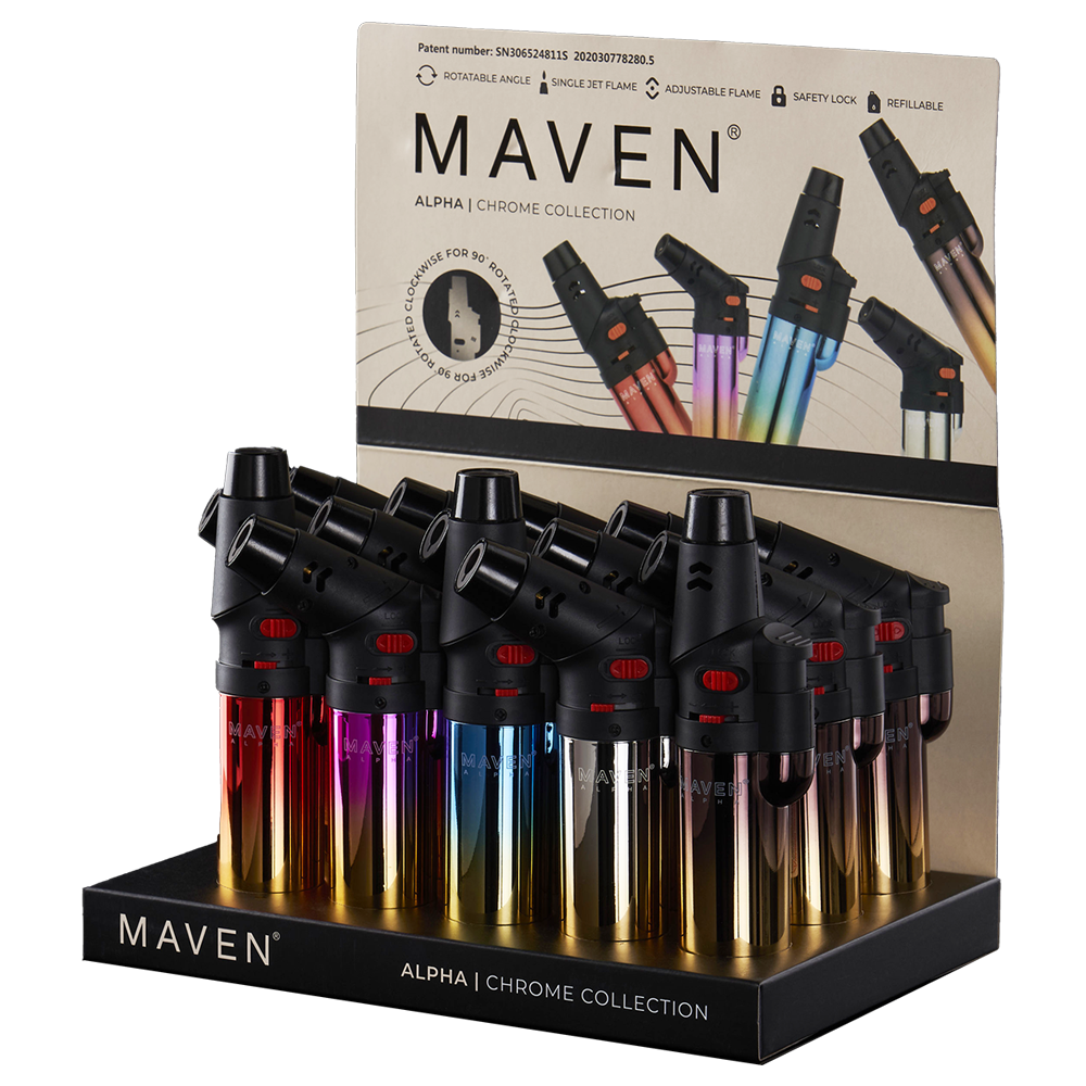 Torch Lighter Maven Alpha+ Gradient Durable Zinc Alloy Box of 15