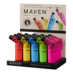 Torch Lighter Maven Alpha + Neon Rotatable Multi-Angle Head Box of 15