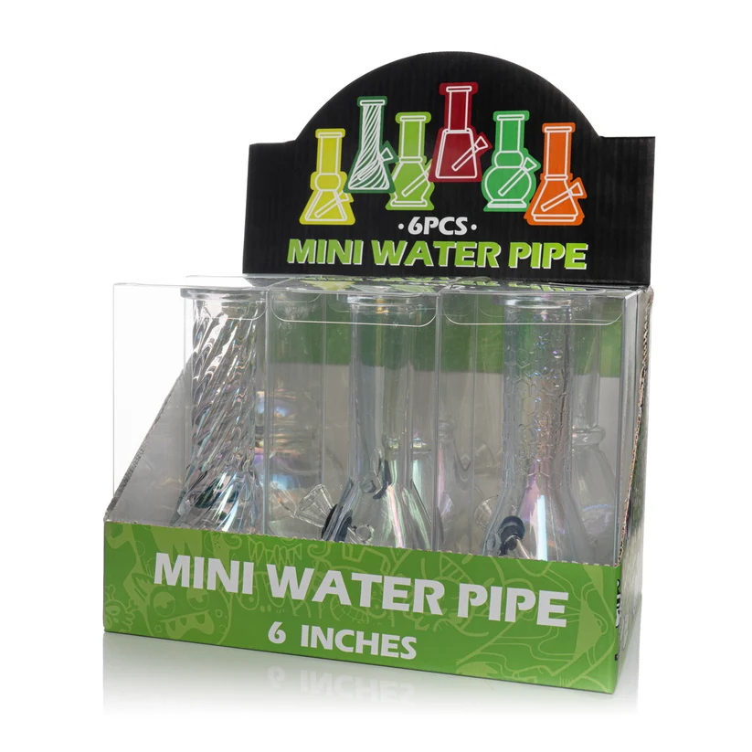 Glass Bong Unbranded Iridescent Mini 6" Box of 6
