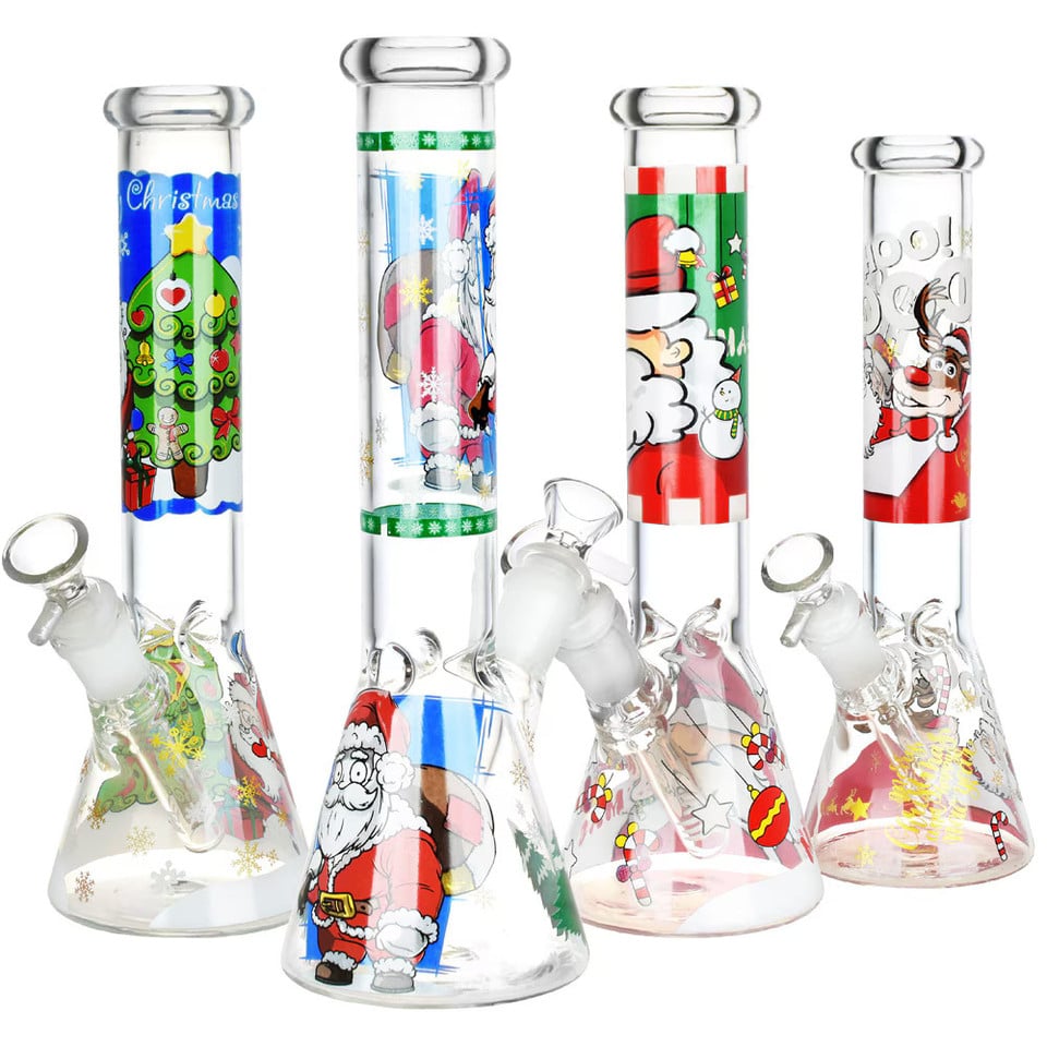 Glass Bong Unbranded 14mm Silly Santa Assorted Designs 10"