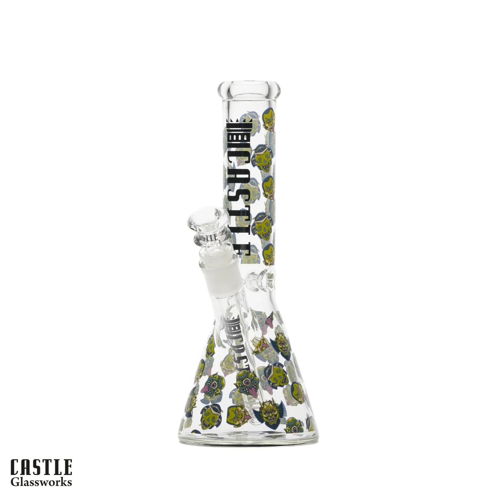 Glass Bong Castle Glass Horror Mask Beaker 10"